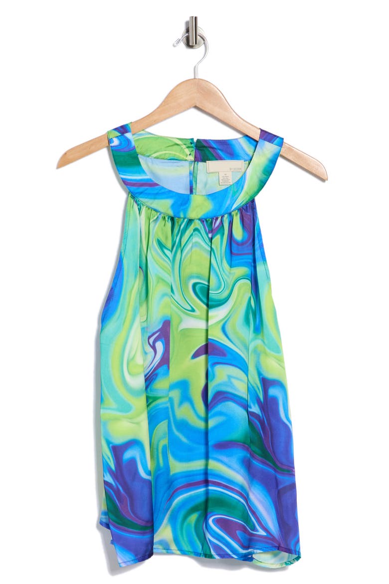 Ocean Print Top, Alternate, color, ELECTRIC AVE