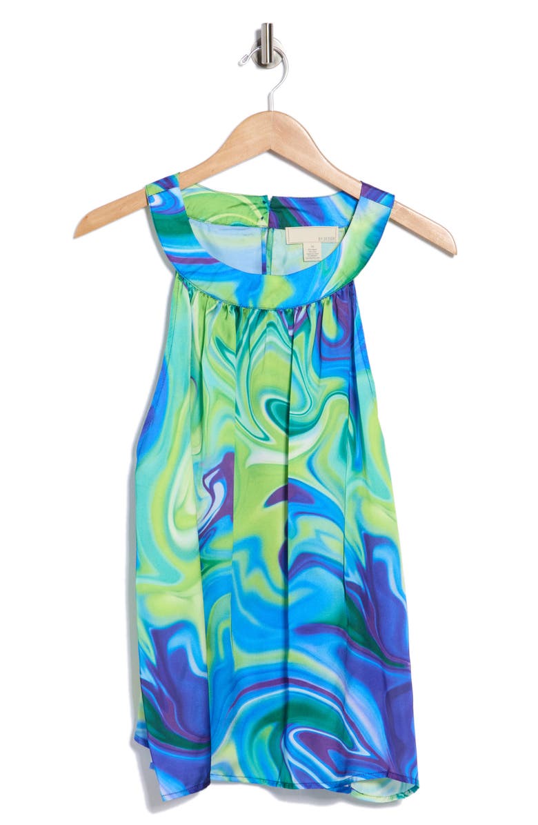 BY DESIGN Ocean Print Top, Alternate, color, Electric Ave