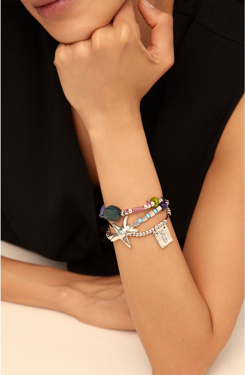 UNODE50 Silver-plated beaded bracelet with beads and a star, Alternate, color, Silver