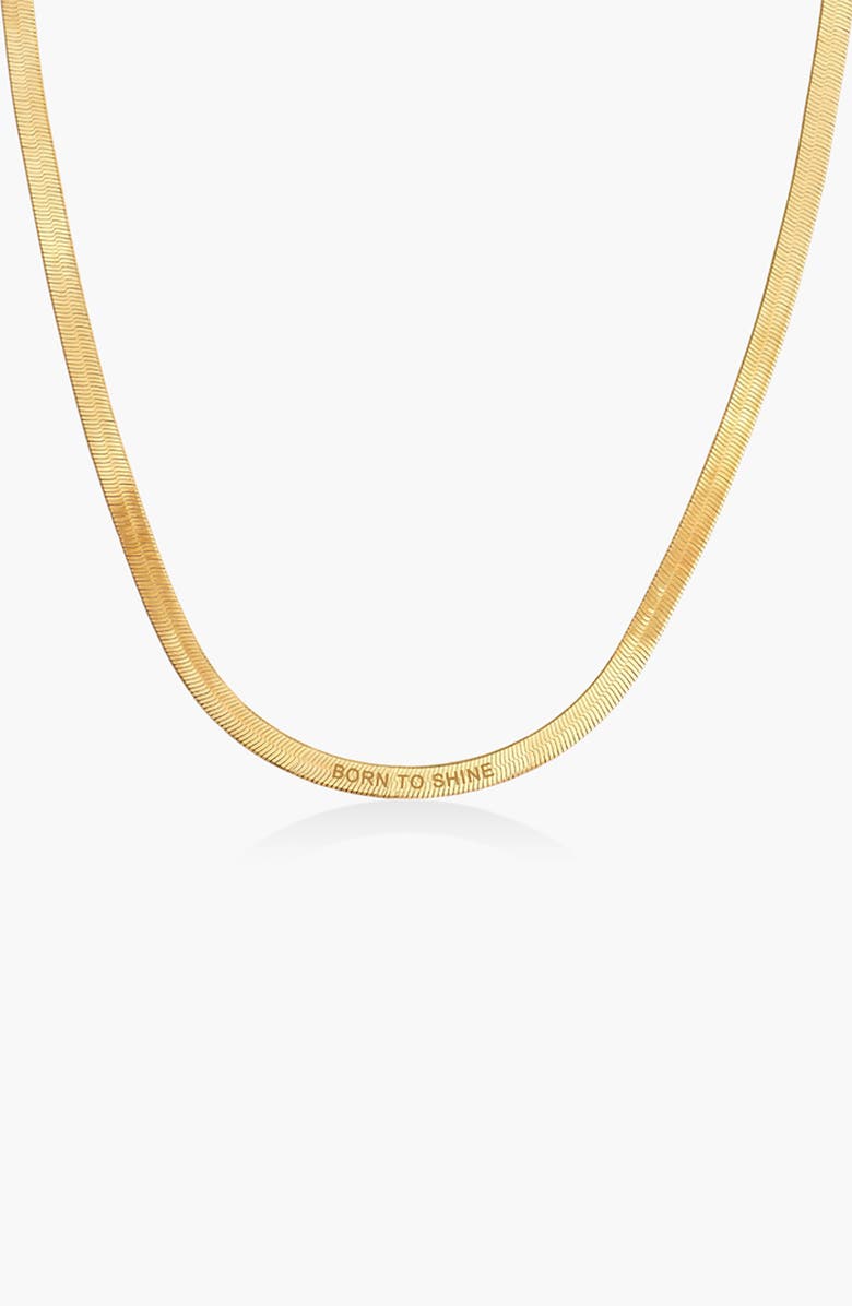 Oak 
Luna Pre Engraved Herringbone Thin Chain Necklace, Main, color, Gold Vermeil