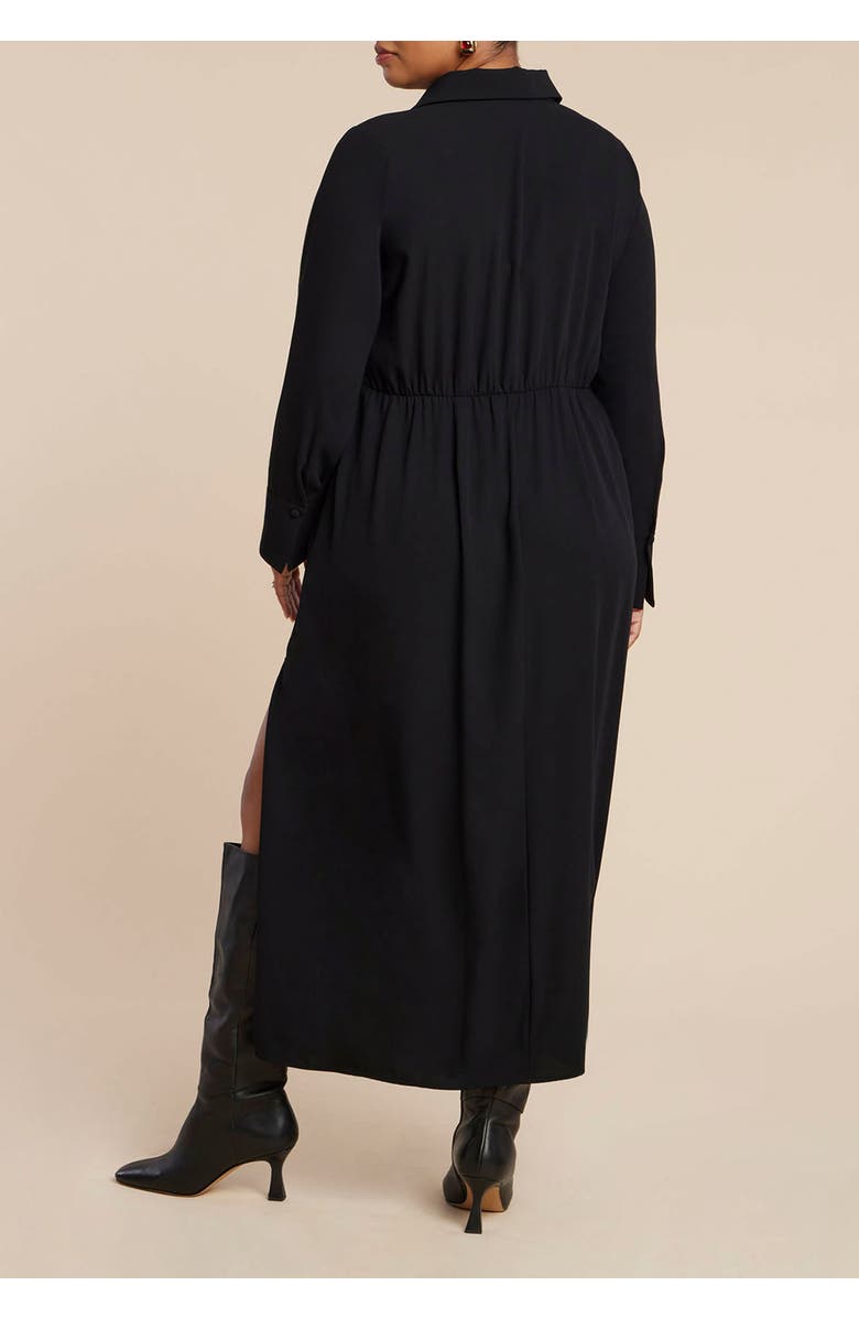 ELOQUII Collared Maxi Shirt Dress, Alternate, color, Black Onyx