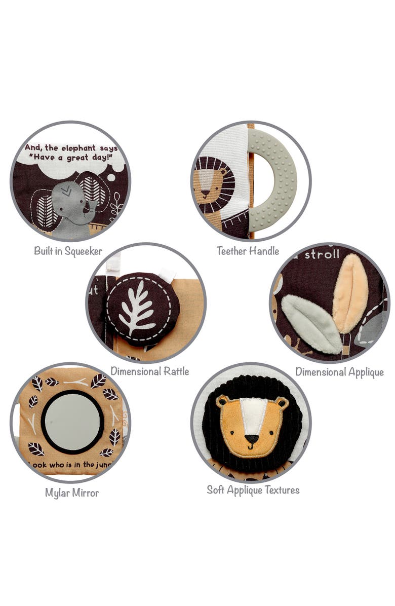 Lambs & Ivy Jungle Story Developmental Soft Book & Lion Plush Toy Gift Set, Alternate, color, Black