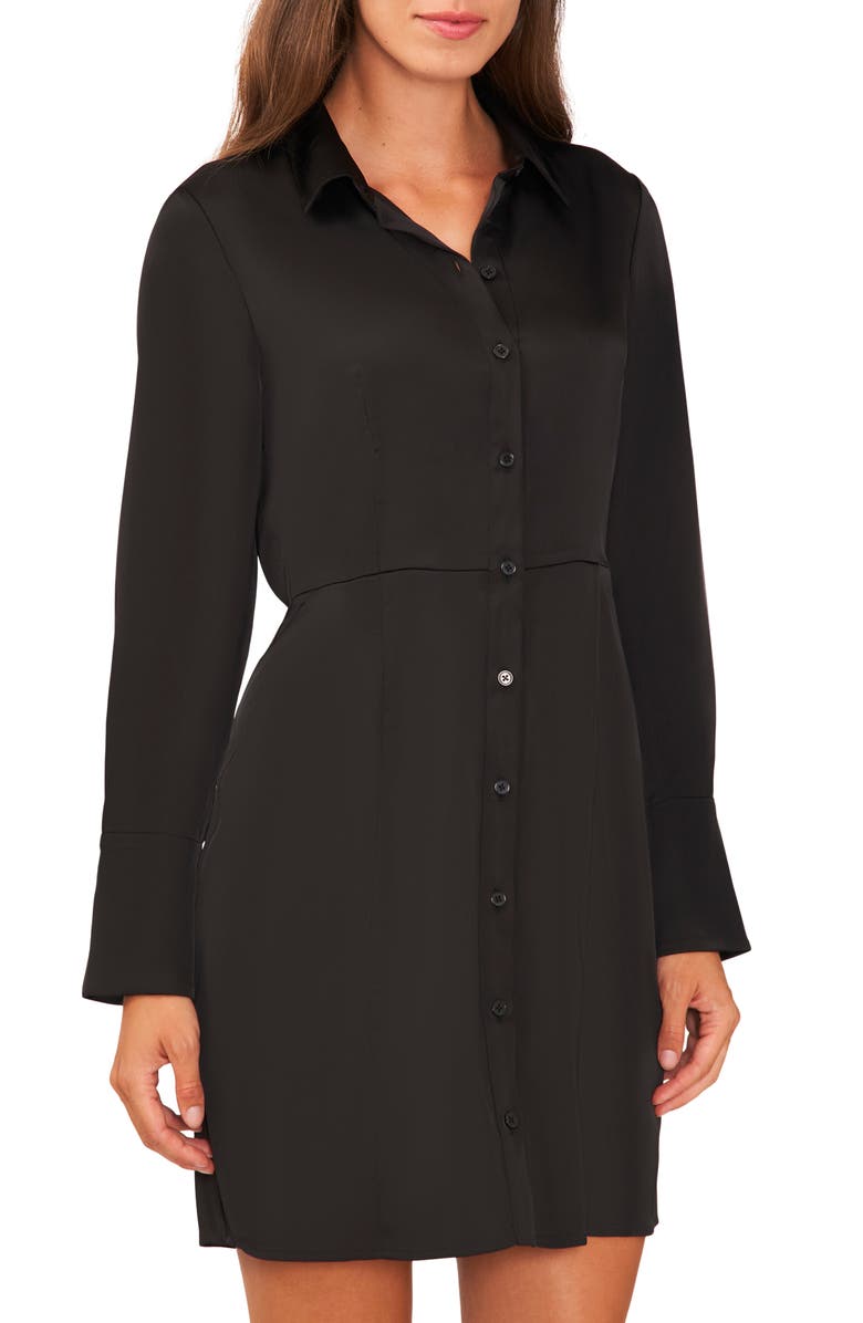 Halogen<sup>®</sup> Long Sleeve Shirtdress, Alternate, color, Rich Black