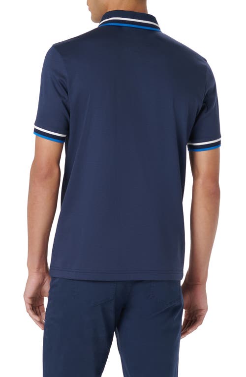 Bugatchi Tipped Short Sleeve Cotton Polo In Blue
