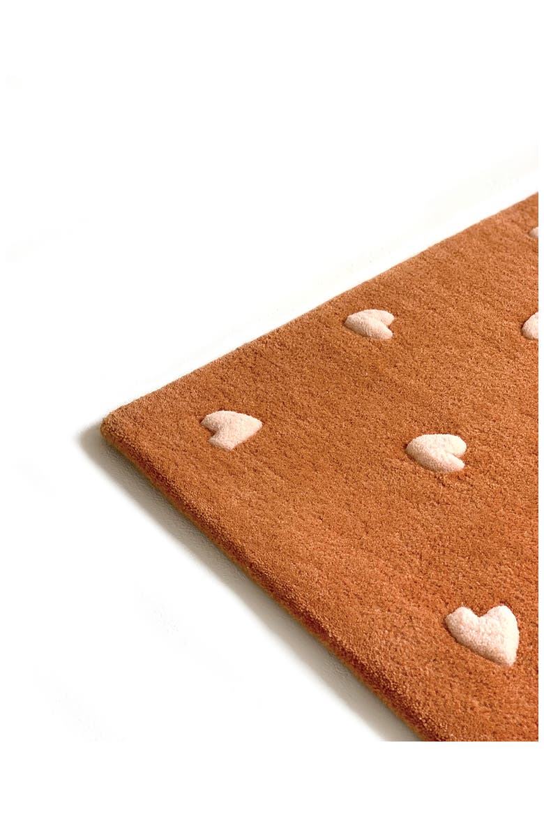 Kids' Hearts Wool Rug, Alternate, color, BROWN/ PINK