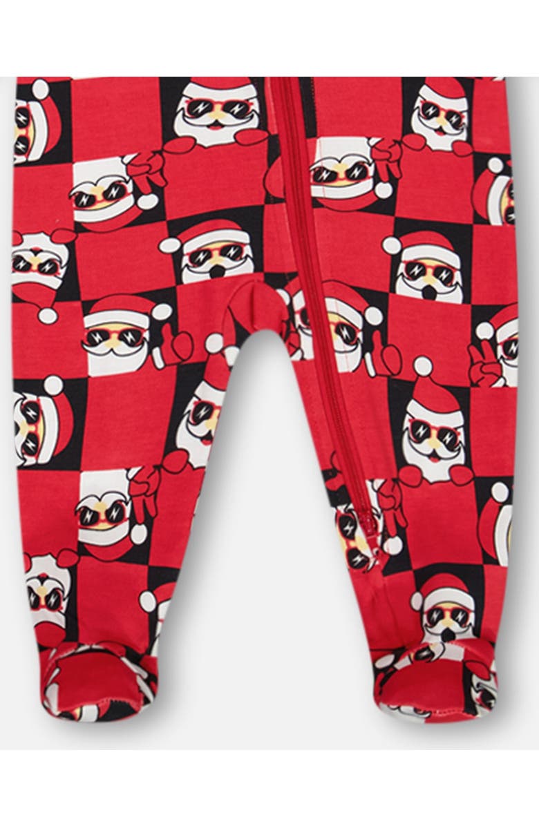Deux par Deux Baby Boy's Organic Cotton One Piece Pajama Red Printed Santa, Alternate, color, 