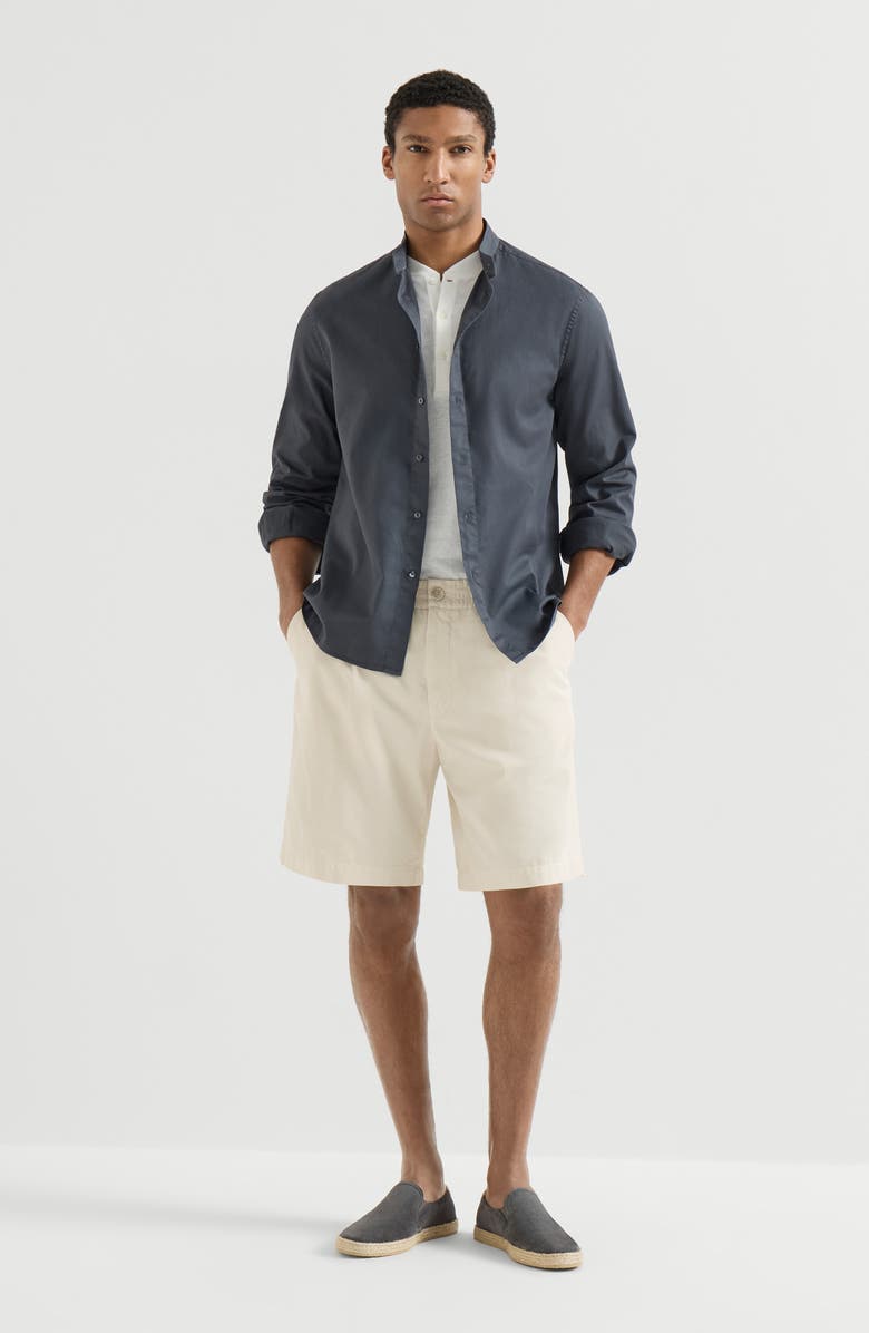 Brunello Cucinelli Gabardine pull-up Bermuda shorts, Alternate, color, Panama