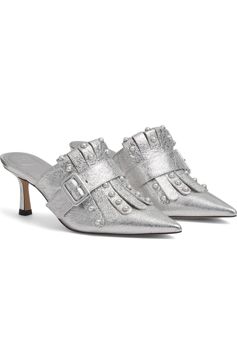 LK Bennett Studded Mule, Main, color, Silver