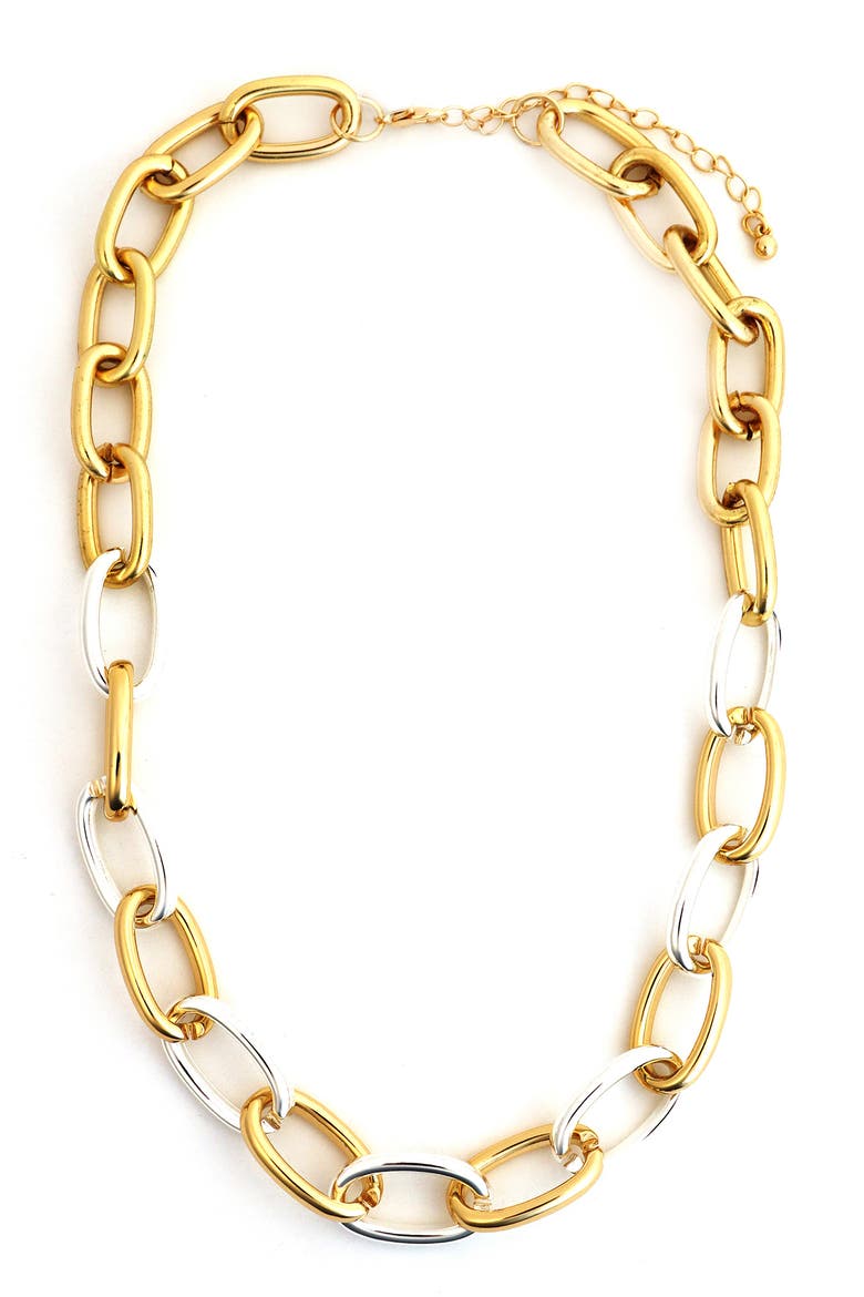 Two Tone Oval Chain Link Necklace, Main, color, TWO TONE