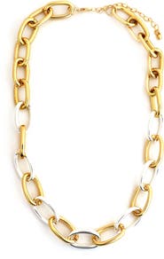 Panacea Two Tone Oval Chain Link Necklace