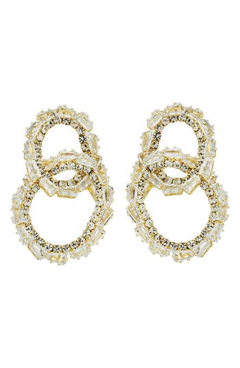 Panacea Crystal Link Drop Earrings In Gold