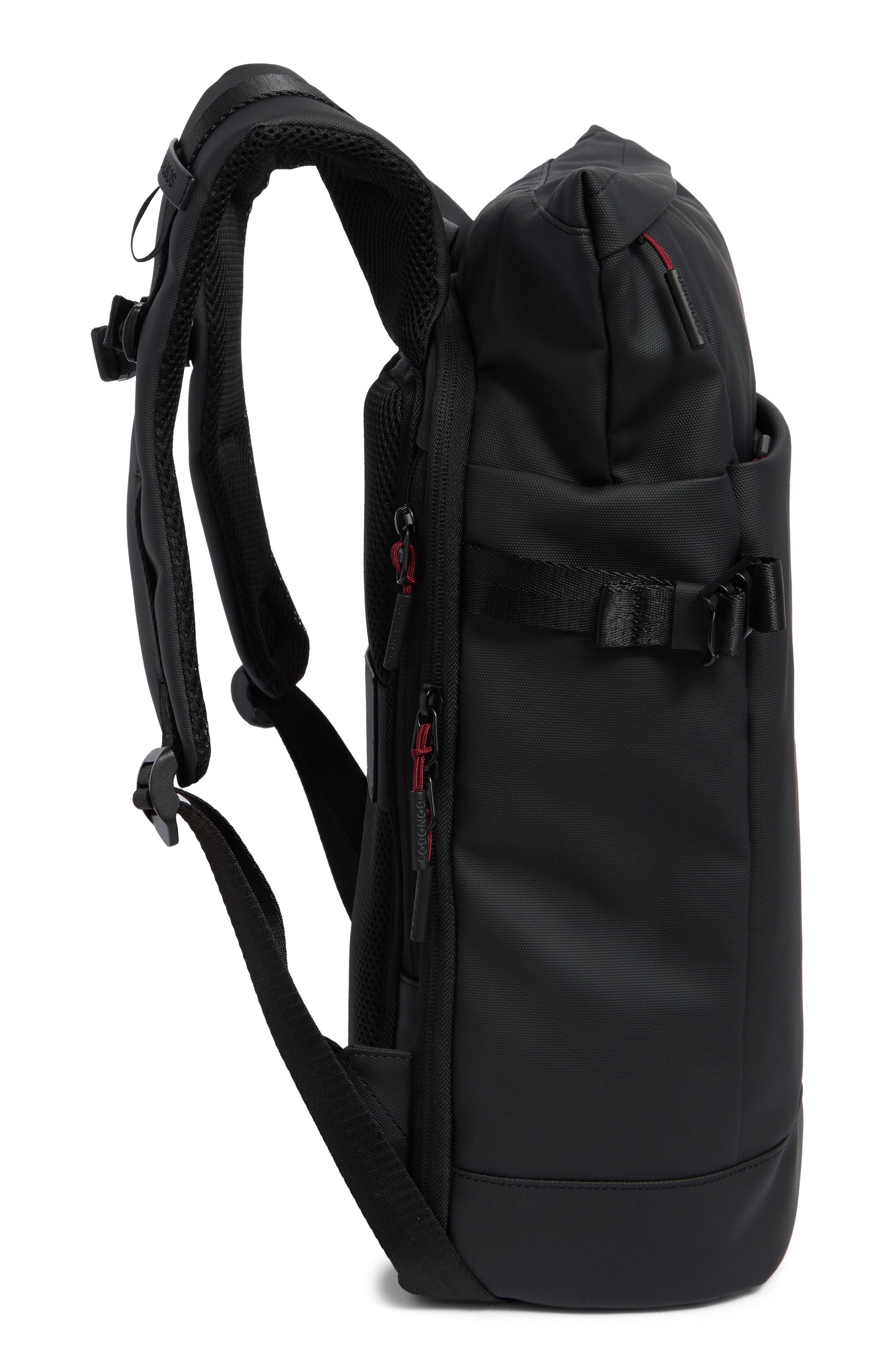 Textured Rubberized Backpack, Alternate, color, BLACK