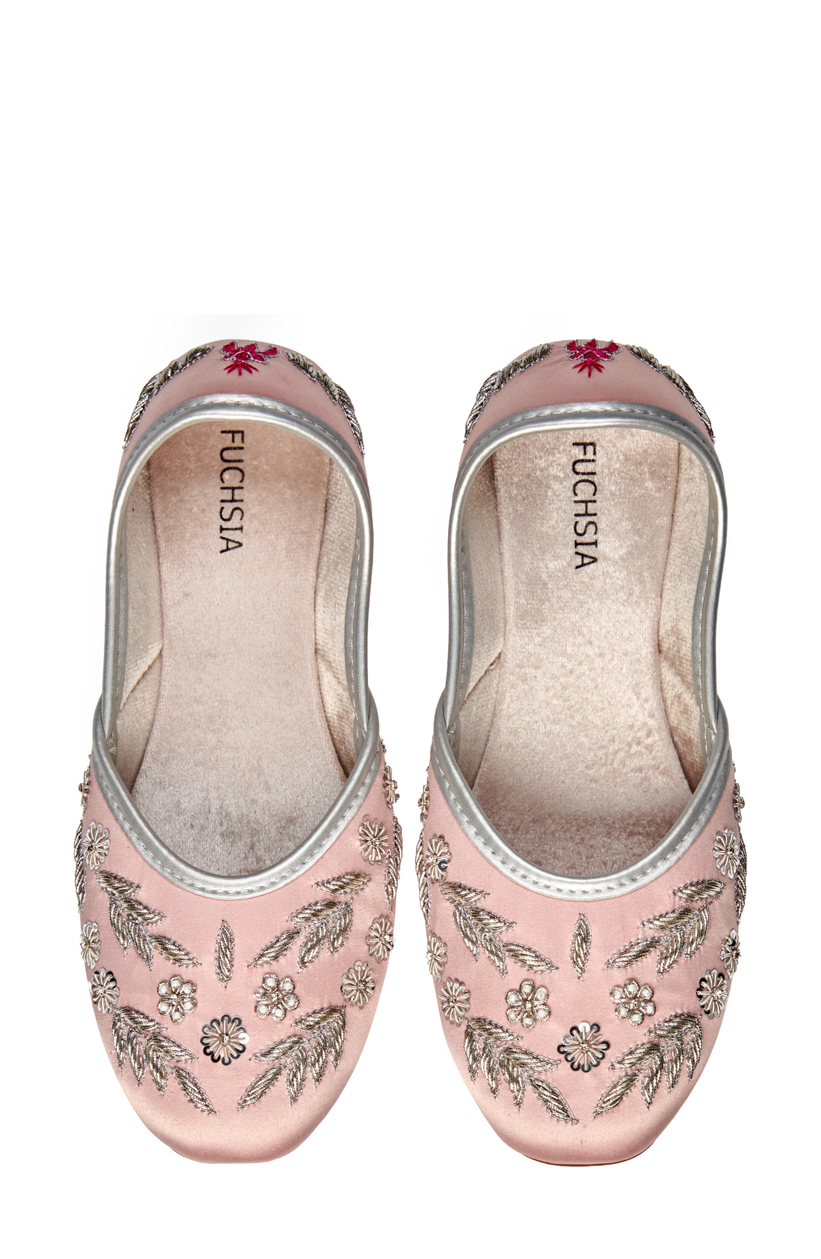 FUCHSIA Amira Floral Embroidered Jutti Flat, Alternate, color, Rosegold