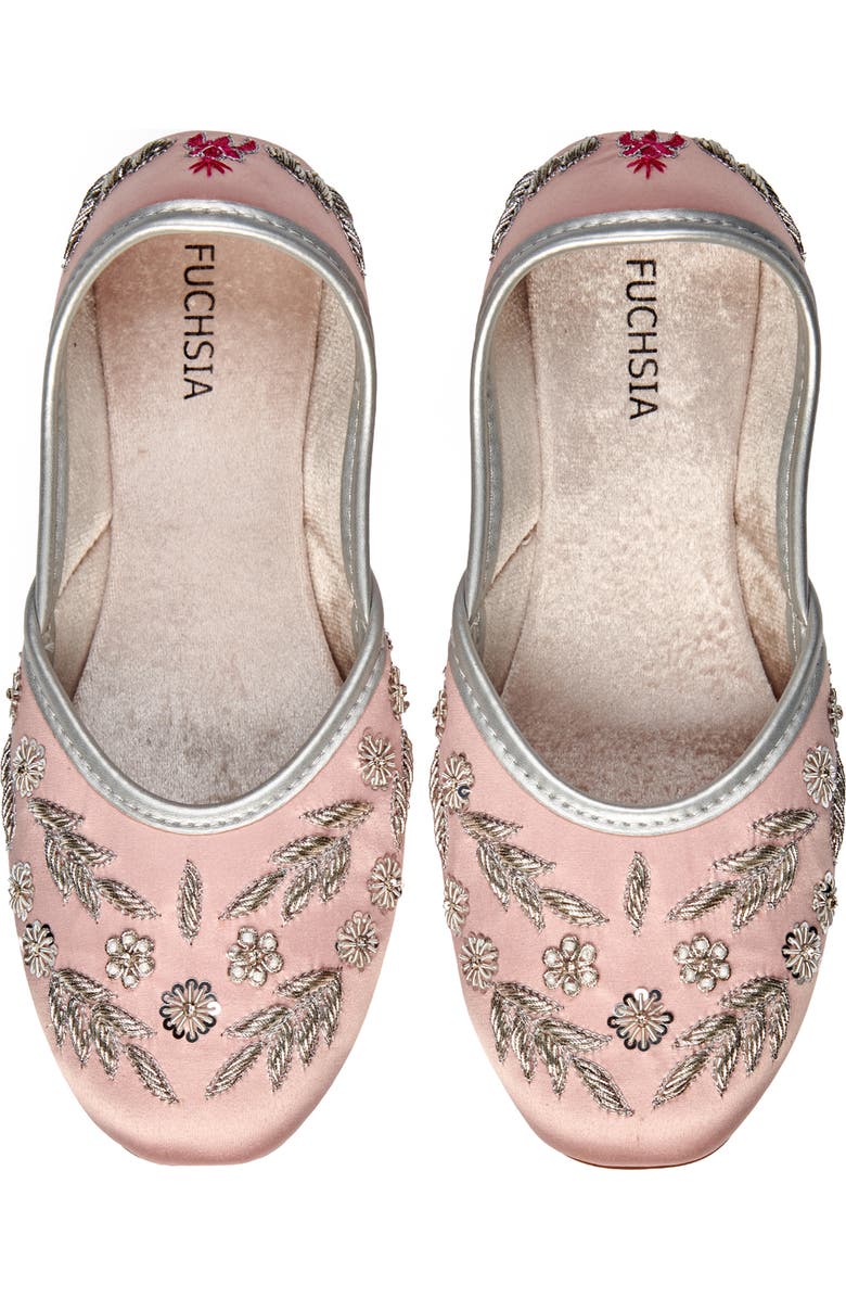 FUCHSIA Amira Floral Embroidered Jutti Flat, Alternate, color, Rosegold
