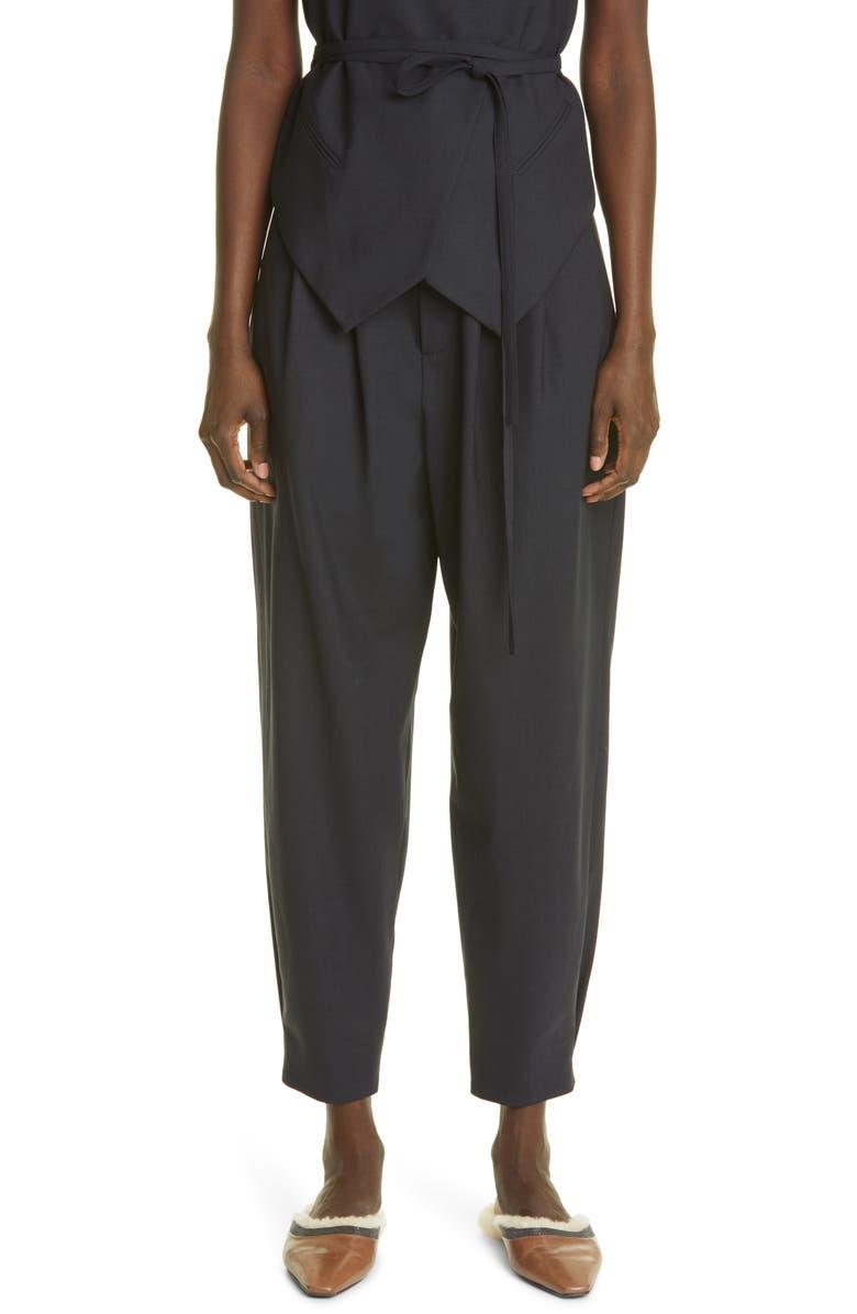Brunello Cucinelli Pleated Taper Wool Blend Ankle Pants, Main, color, 