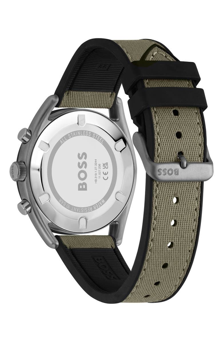 BOSS Top Chronograph Fabric & Silicone Strap Watch, 44mm, Alternate, color, 