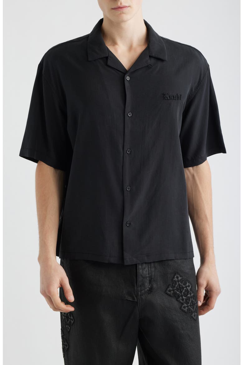 End Diner Logo Camp Shirt, Main, color, BLACK
