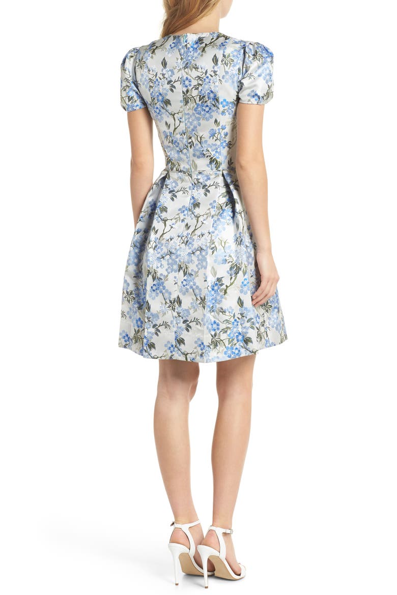 Margaret Poppy Jacquard Fit & Flare Dress, Alternate, color, BLUE BELL COMBO