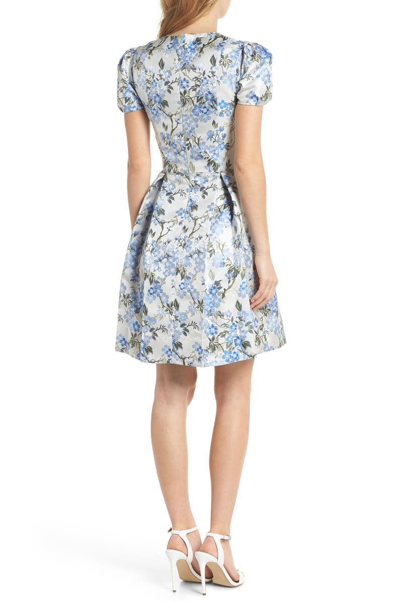 Gal Meets Glam Collection Margaret Poppy Jacquard Fit & Flare Dress, Alternate, color, 