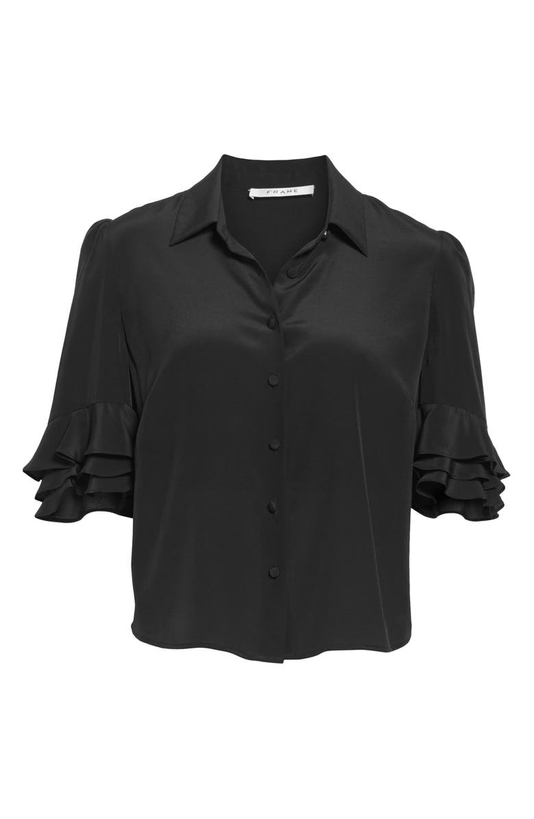 FRAME Ruffle Sleeve Silk Top, Alternate, color,