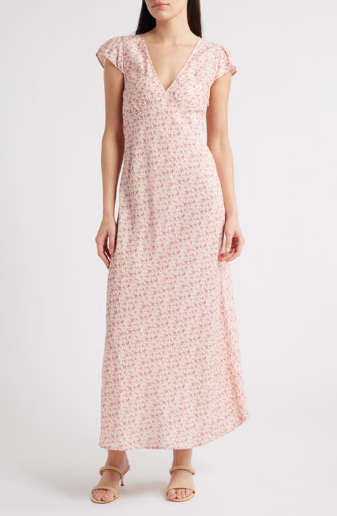 SALE！ ♪フェミニン★Floral A-lineドレス Sandra Floral-print long dress -RED x off.pt- – Estella.K