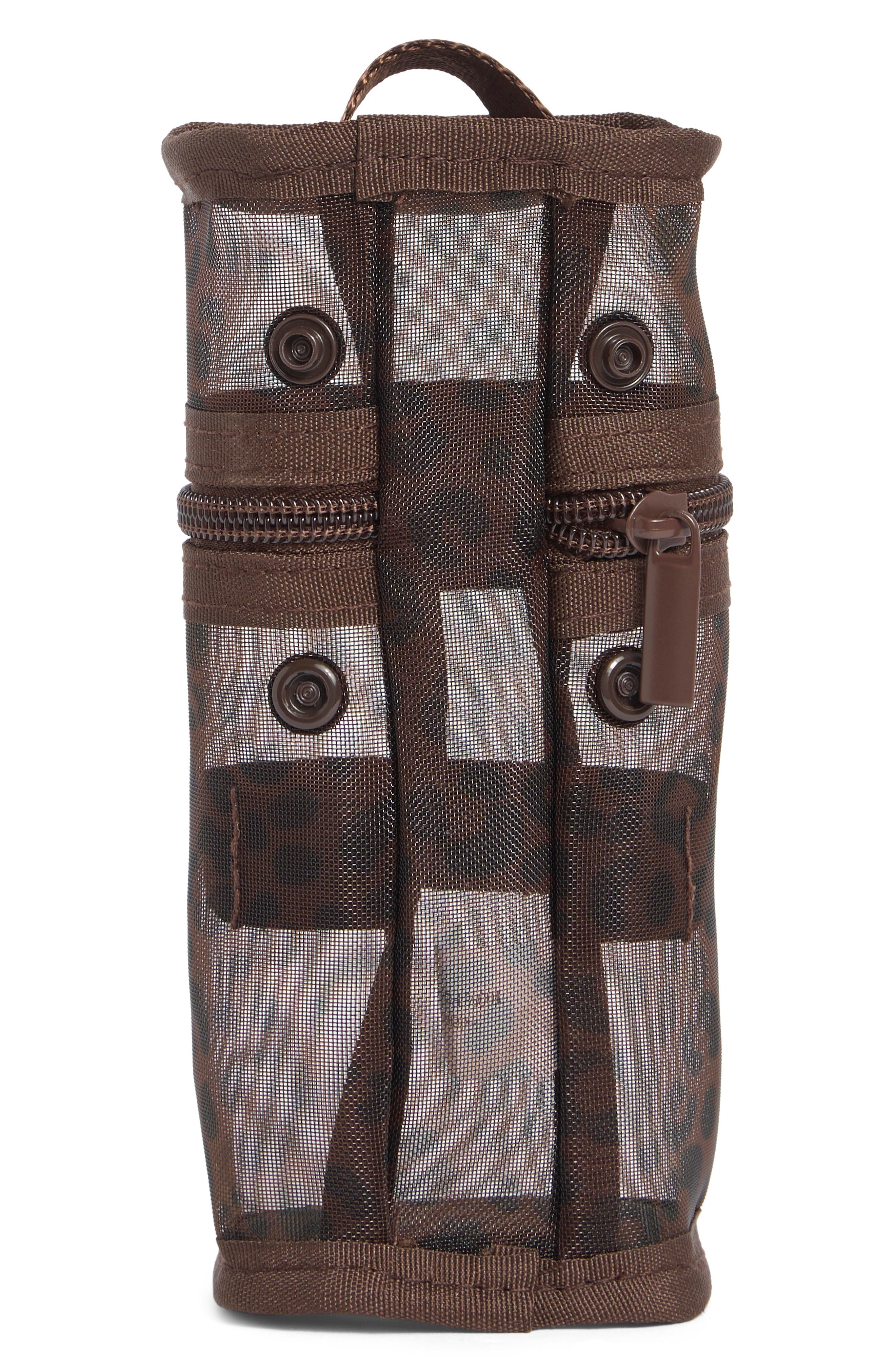 Mesh Cylinder Pencil Case, Alternate, color, BROWN_BLACK