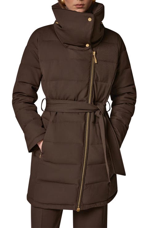 Water Resistant Belted Puffer Coat