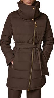 Donna Karan New York Water Resistant Belted Puffer Coat