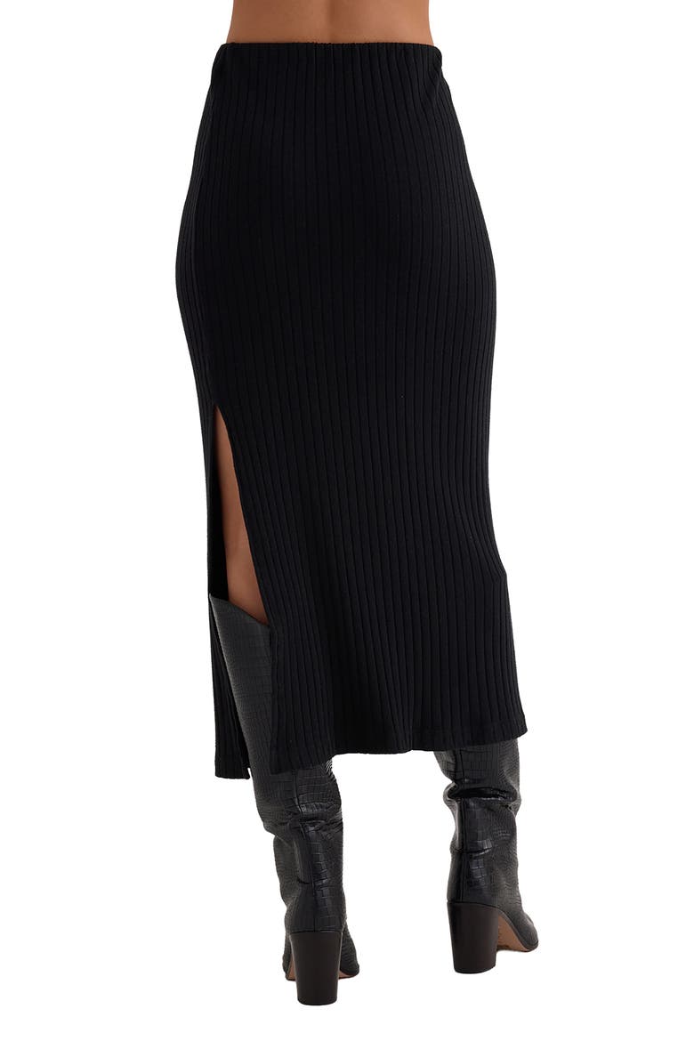 Rib Knit Midi Skirt, Alternate, color, BLACK