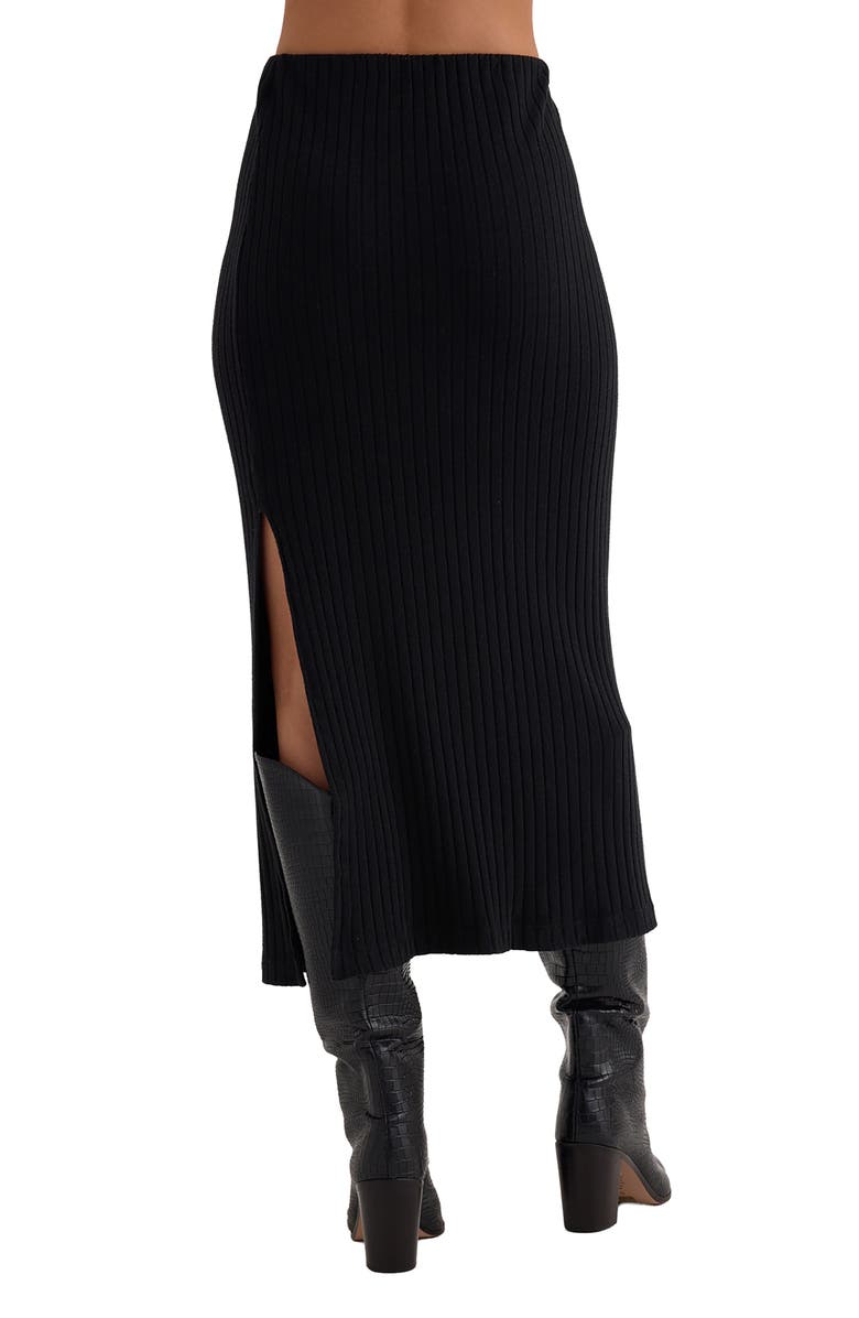 Bella Dahl Rib Knit Midi Skirt, Alternate, color, Black