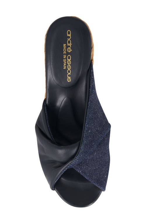 Andre Assous Merida Wedge Sandal In Navy