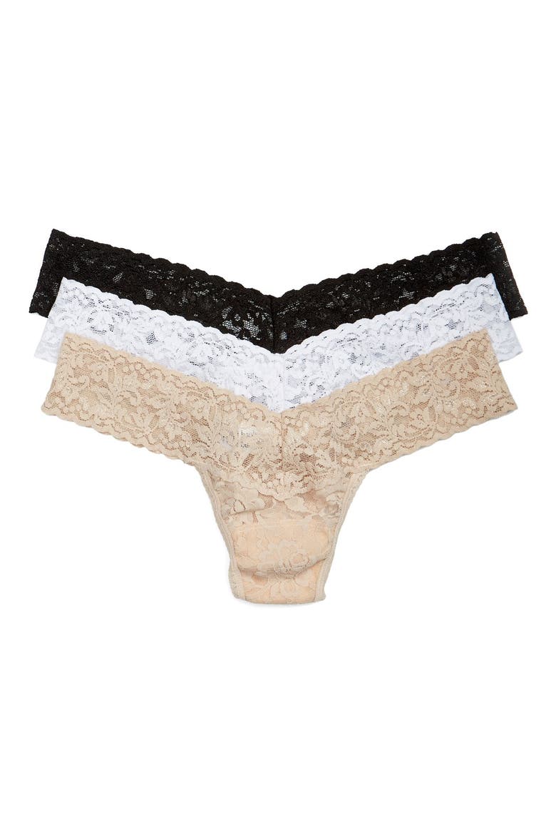 3-Pack Low Rise Thong, Main, color, BLACK/ WHITE/ CHAI