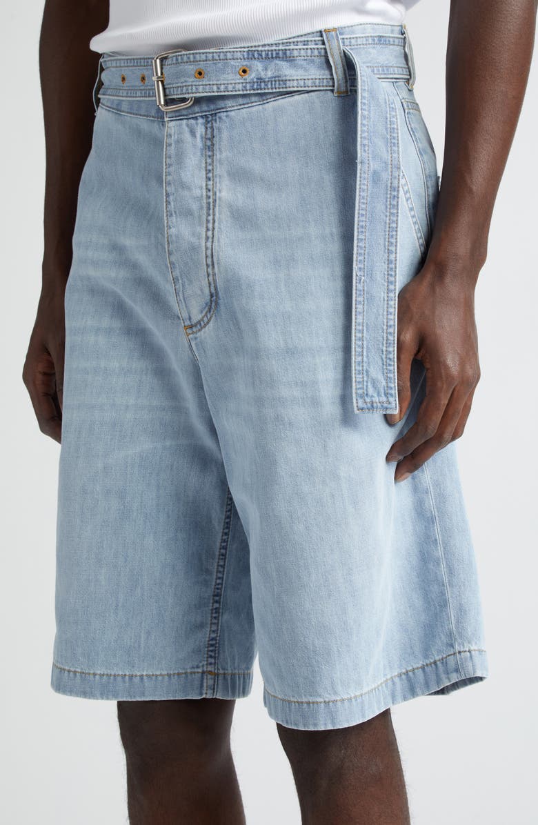 Bottega Veneta Belted Denim Shorts, Alternate, color, Light Bleach