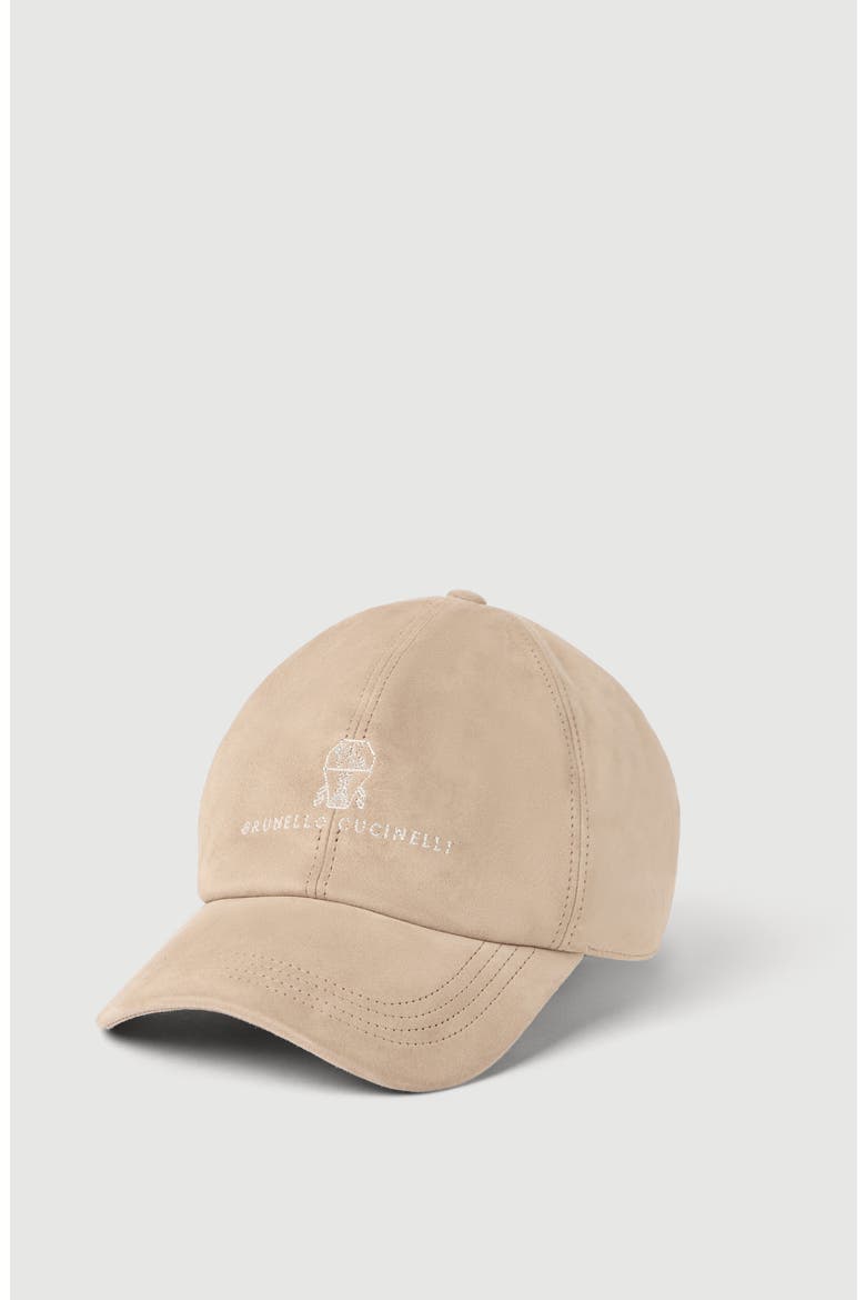 Suede baseball cap with embroidered logo, Main, color, Tobacco