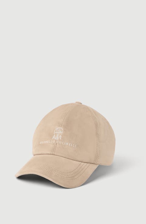 Suede baseball cap with embroidered logo