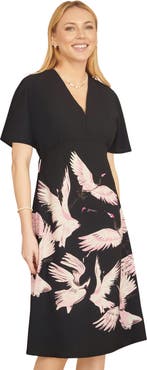 Yumi Crane Print Dress