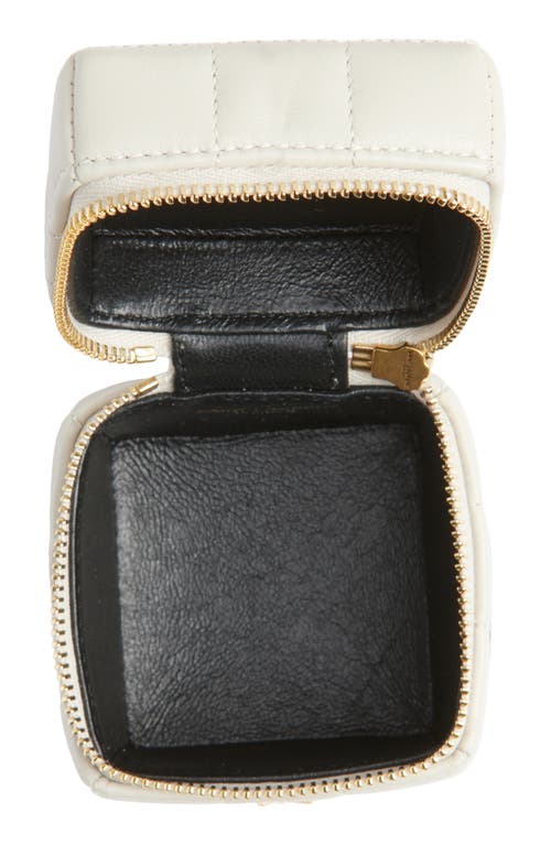 Saint Laurent Mini Cassandre Matelassé Carré Leather Wristlet In White