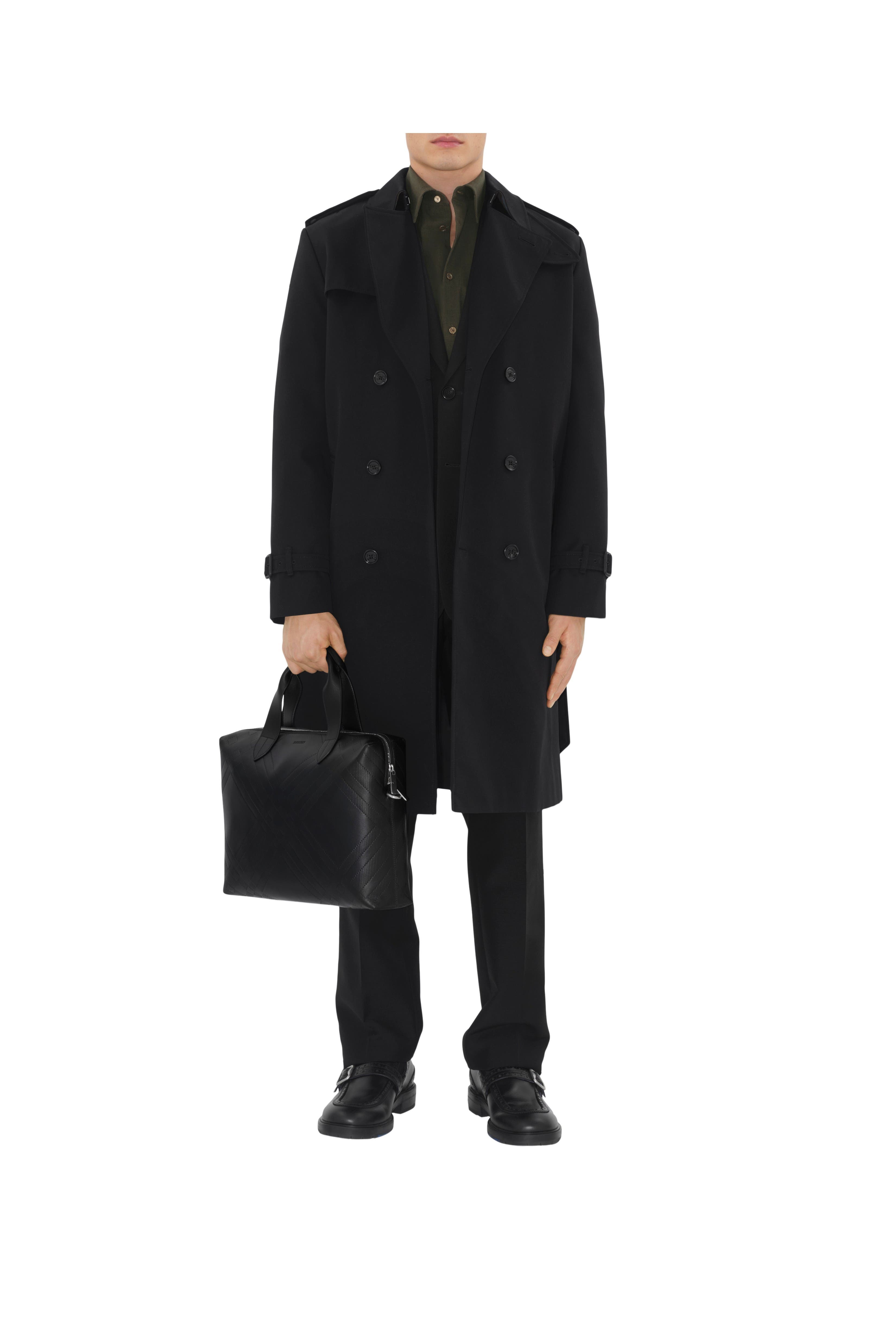 Burberry Embossed Check Briefcase, Alternate, color, Black