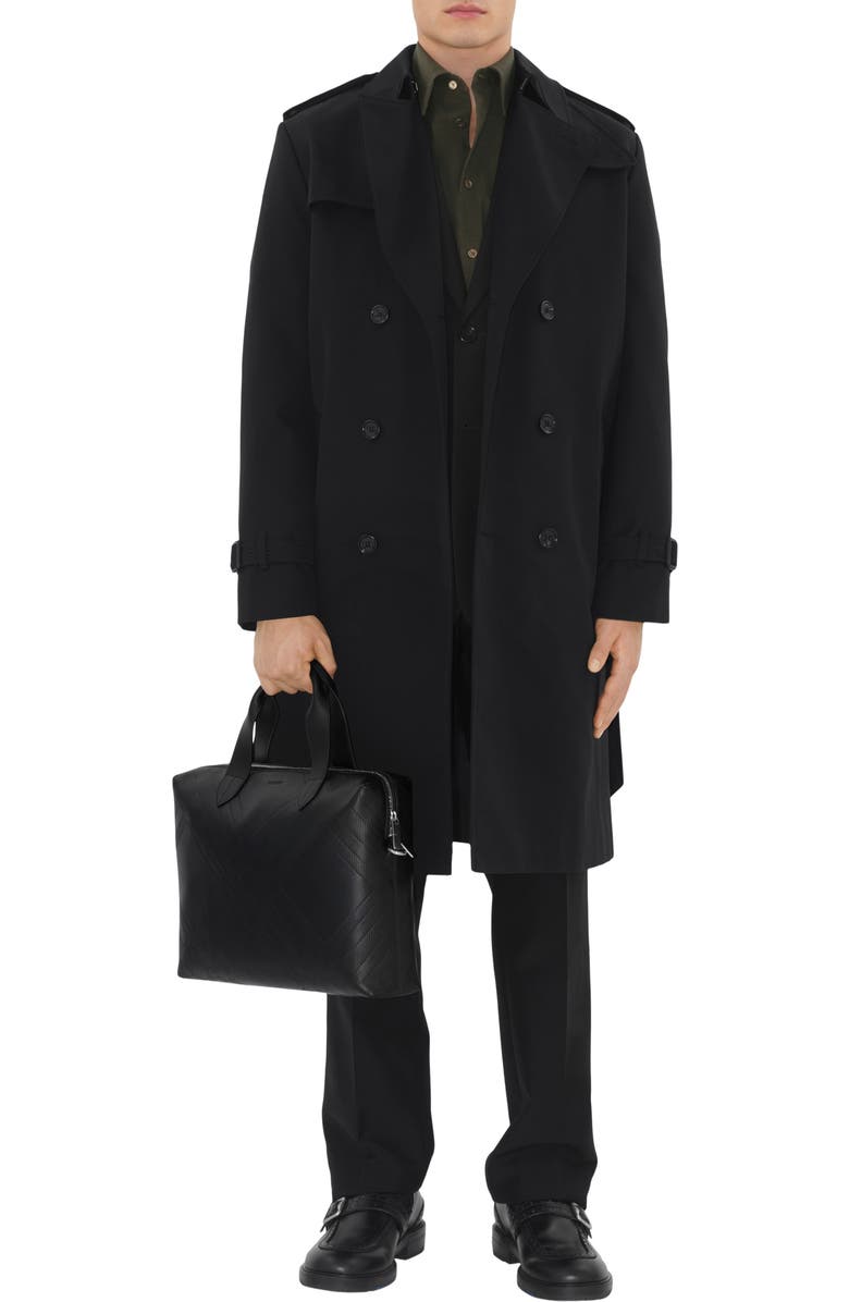 Burberry Embossed Check Briefcase, Alternate, color, Black