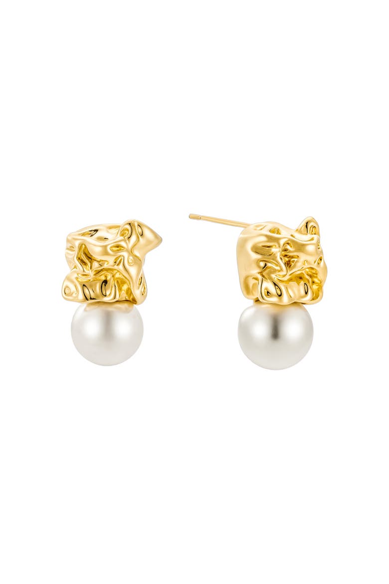 Gossamer Pearl Drop Earrings, Main, color, Gold