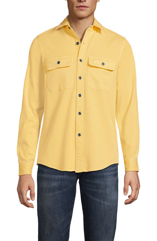 Lands' End Sun Washed Overshirt In Yellow