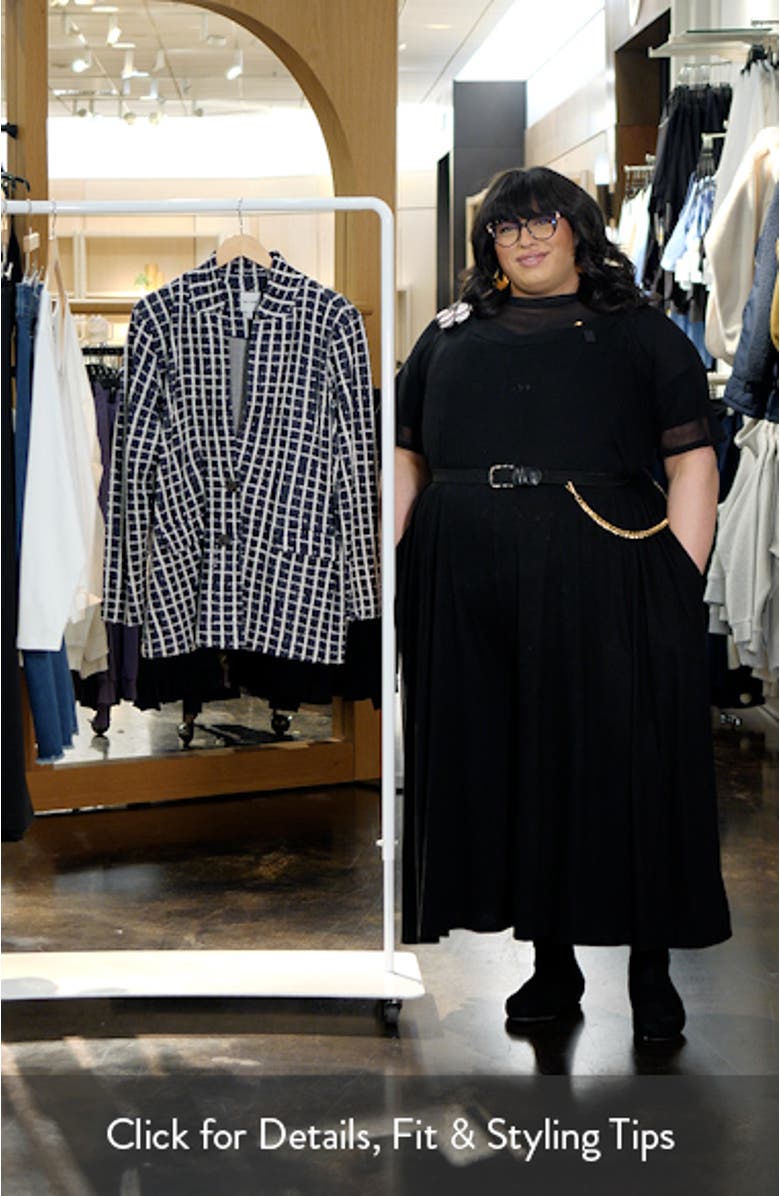 Plaid Longline Knit Blazer, sales video thumbnail