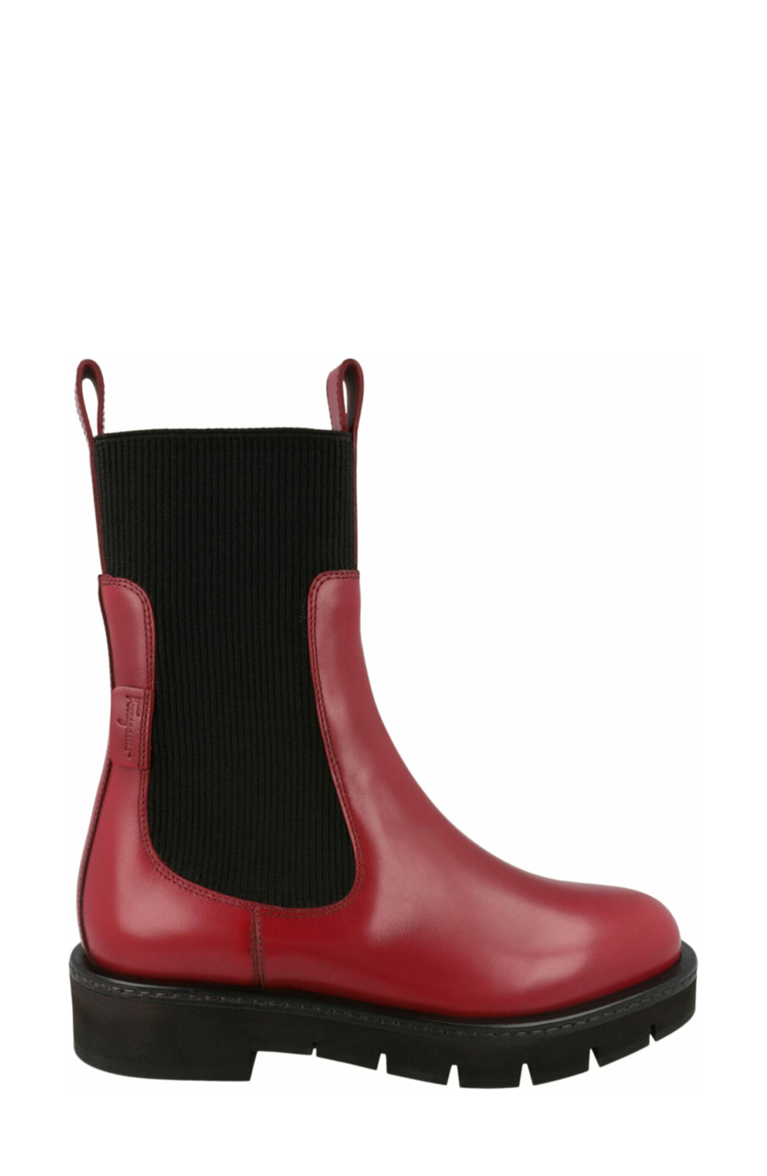 FERRAGAMO Rook Leather Chelsea Boot, Alternate, color, Red