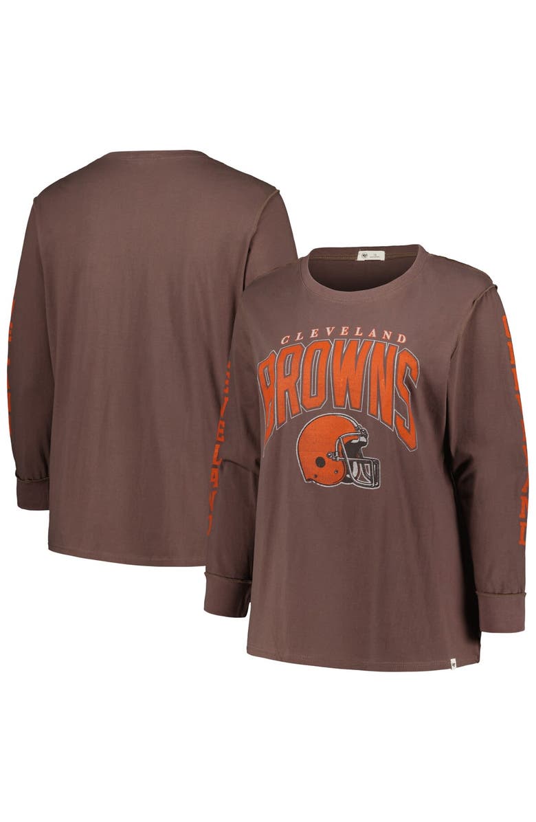 '47 Women's '47 Brown Cleveland Browns Plus Size Honey Cat SOA Long Sleeve T-Shirt, Main, color, Brown