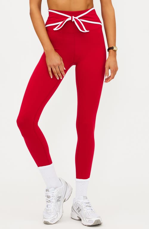Beach Riot Violetta Tie Waist Colorblock Leggings In Red