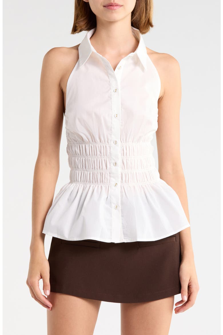 As You Are Shirred Halter Shirt, Main, color, WHITE