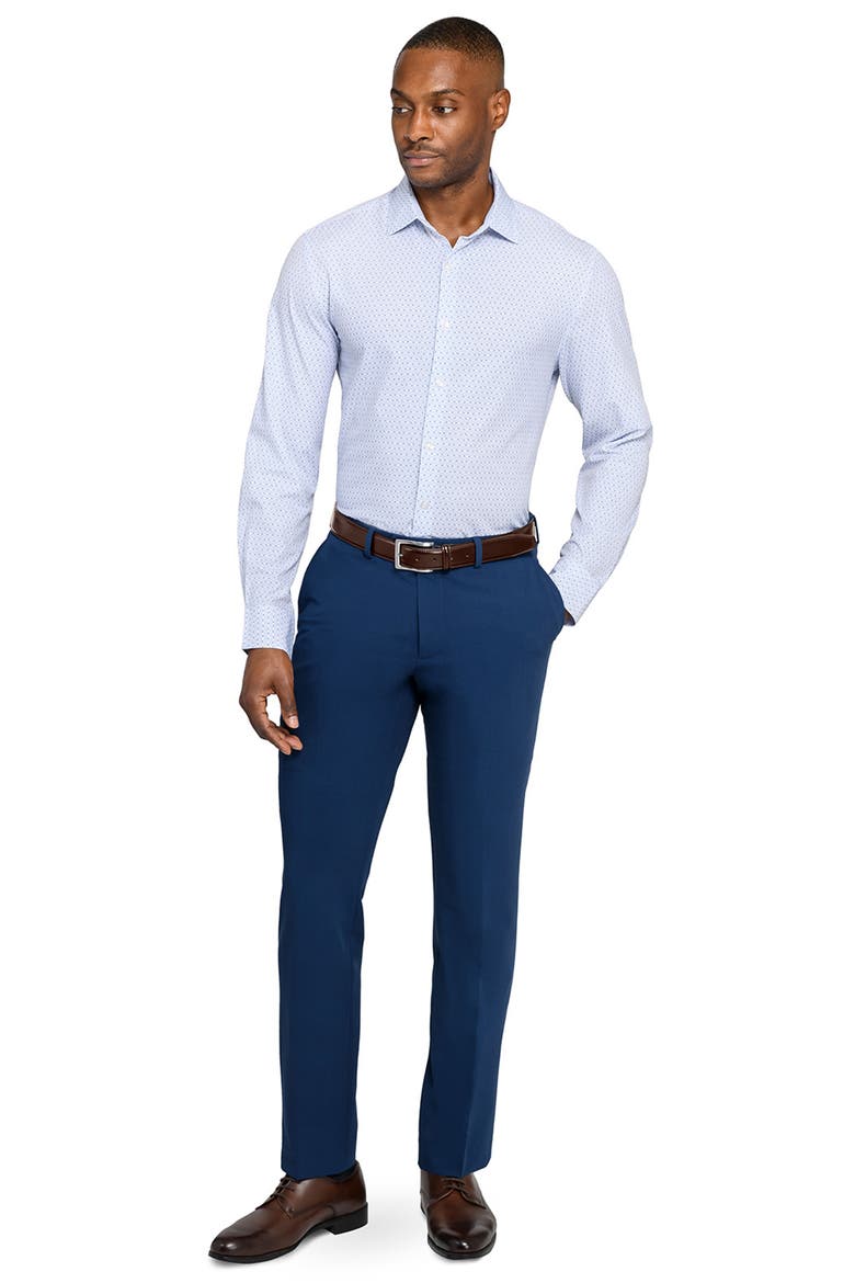 Regular Fit Duo Geo Print Performance Dress Shirt, Alternate, color, WHITE/ BLUE