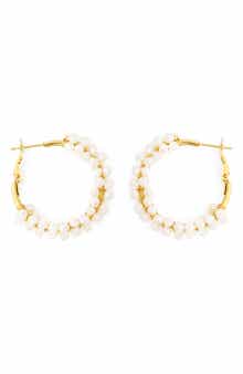 Panacea Faux Pearl Wrapped Hoop Earrings