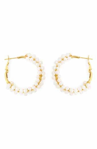 Panacea Faux Pearl Wrapped Hoop Earrings