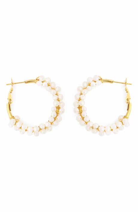 Panacea Faux Pearl Wrapped Hoop Earrings